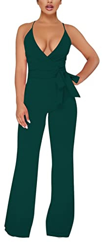 Jumpsuit Donna Elegante Cerimonia Jumpsuit Tutina Tute Larghe a Gamba Larga Tuta Lunga Casual Senza Maniche Jumpsuit Con Spalle Scoperte Capestro Jumpsuit Cocktail Overall Cerimonia Con Maniche Corte