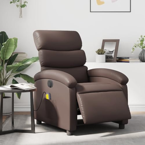 Homgoday Massagesessel Elektrisch Fernsehsessel Relaxsessel mit Liegefunktion Ruhesessel Liegesessel Polstersessel TV Sessel Verstellbare Rückenlehne, für Wohnzimmer Braun Kunstleder