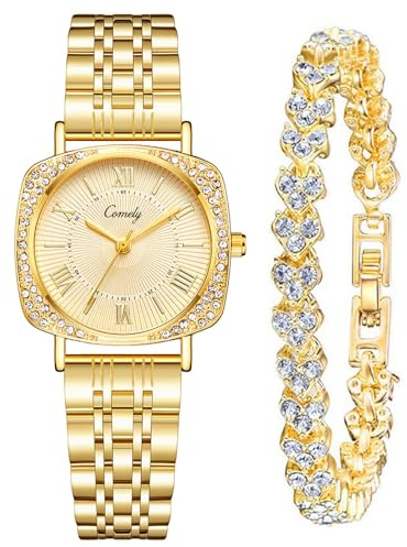 CIVO Orologio Donna Oro da Polso: Acciaio Inossidabile Impermeabile - Analogico Classico Orologi Quarzo Set Regali