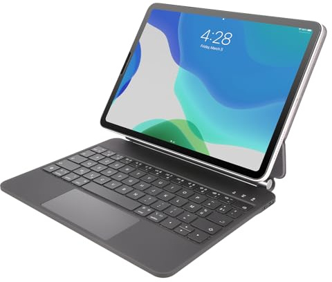 Rii Étui Clavier Magnétique pour iPad Air 4 2020/ Air 5 2022/ Air 11 (M2, 2024)/ Pro 11 (4/3/2/1 Gen) | Multi-Touch, Magic Keyboard AZERTY Clavier Bluetooth iPad sans Fil avec Coque, Noir