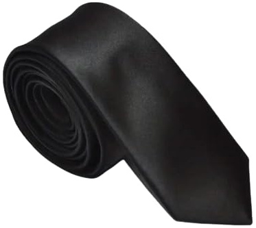 OUTLETISSIMO® Svart slips elegant vardaglig unisex satinband 150 cm x 5 cm enfärgad, Svart, Taglia unica