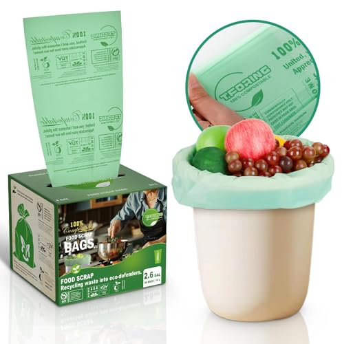 T.FORING Small Compost Bags 2.6 Gallon - 0.8 Mil, 80 Count