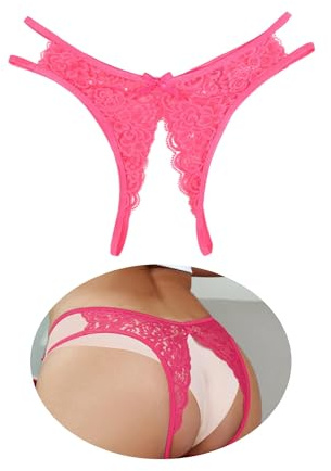 sunshinelady Women’s Sexy Lace G-Strings Plus Size Thongs Low Rise Bikini Panties Stretchy Hipster Knickers Side Hollow Out Tanga Briefs 2XL