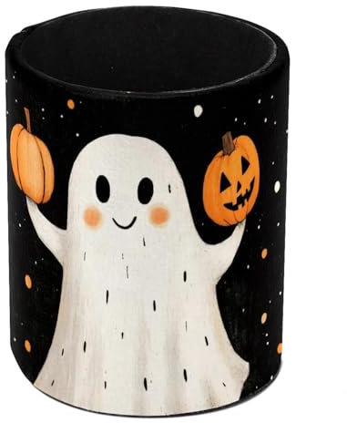 Lovely Ghosts with Pumpkin Desk Pen Holder, Large Capacity Desk Organizers, Pencil Holder Case Cup for Desk Office Pen Case for School, Kids