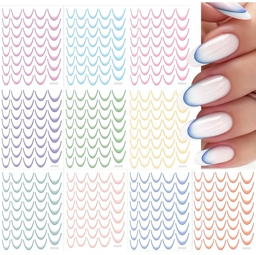 French Sticker 10 pièces French Nail Sticker Ongles French Stickers Ongles French Nails Français Sticker Ongles Dentelle Française Convient pour DIY art ongulaire