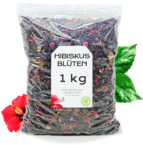 Infusión de Flor de Jamaica 1Kg - Te de Hibisco en Flores Enteras | Té Natural Antioxidante con Sabor Afrutado e Intenso, Ideal para Reducir Hinchazón de Barriga y Bajar de Peso