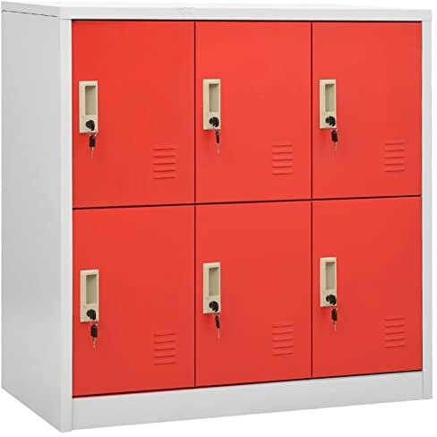 Xichuzi Schließfachschrank, Wertfachschrank, Fächerschrank, Spinte Schrank, Schließfachschrank, Schließfach, Aufbewahrungsschrã¤nke, Hellgrau und Rot 90x45x92,5 cm Stahl