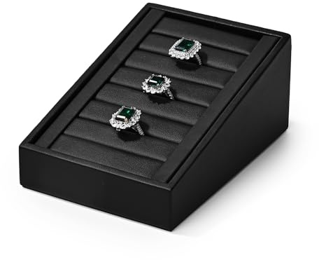 Papten Présentoir À Bijoux En Cuir Synthétique (Noir) Pour Homme Et Femme | En cuir synthétique, doux et résistant, pour présenter vos bijoux, protège des rayures et de la poussière