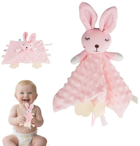 CMANLNYK Schnuffeltuch Baby – Personalisiertes Baby Comforter Spielzeug Und Neugeborenen Geschenk, Schmusetuch Mit Kuscheltier Für Junge Oder Mädchen, Kuscheldecke Zur Geburt, Hase