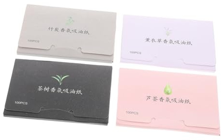 Healvian 4er Packung Pack Ölabsorbierende Blotting Paper für Gesicht Tragbare Hautfreundliche Ölabsorptionsblätter für Fettige Haut Schnelle Glanzkontrolle Praktische für Unterwegs