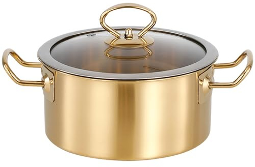 Ceramic Cooking Pot ，Small Copper Saucepans Stainless Steel Ramen Nonstick Stockpot Soup with Glass Lid Small Saucepan Noodle
