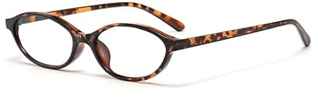 Long Keeper Oval Blue Light Blocking Glasses Women Men Small Cat Eye Glasses Y2K Clear Lens Blue Light Computer Gaming Glasses (Leopard Clear)