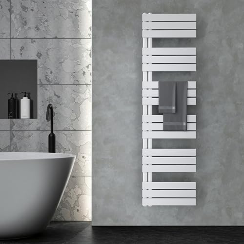 VILSTEIN® Badheizkörper [180x50cm] - Handtuchheizkörper Elektrisch einsetzbar [SEITLICH OFFEN] - Handtuchtrockner Badezimmer - Handtuch Heizkörper Bad - Handtuchheizung - Wandheizkörper - (Weiß)