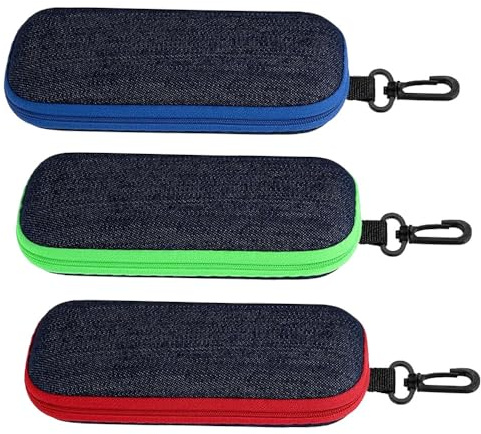 Custodia rigida per occhiali, custodia per occhiali da sole, astuccio per occhiali con cerniera per uomo e donna, borsa da viaggio portatile per occhiali con cerniera, custodia per occhiali con gancio