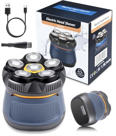 Rasoio da uomo calvo – 6D elettrico per capelli calvo, 2 velocità, impermeabile, funzione di ricarica USB-C, rasoio barba e testa per uomini