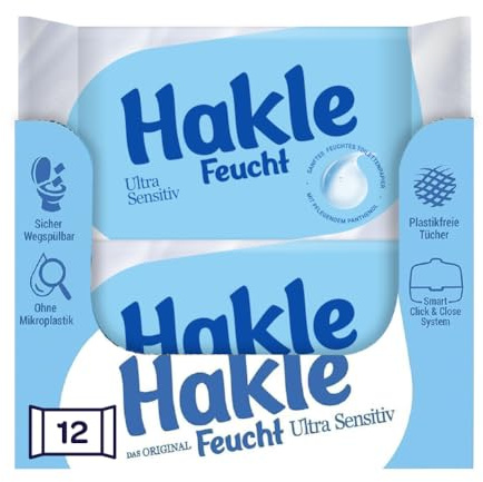 Hakle Feucht ULTRA SENSITIV – 12x42 Blatt, Beruhigende Pflege | 12 x 42 Blatt, Beruhigende Pflege, für Sensible Haut