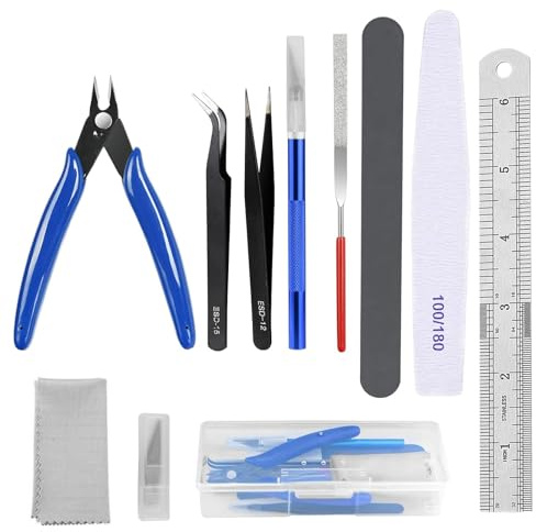 Model Making Tool Kit – 15 PCS Hobby Building & Repair Tools with Storage Box – Gundam & Plastic Model Kits for Cars, Miniatures, Airplanes – Beginner & Adult DIY Craft Tool Set
