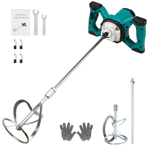 NorthSpoor Frullatore elettrico per malta, 2600 W, 220 V, 6 velocità, miscelatore elettrico per cemento, per Motar, vernice, malta per fughe, gesso, miscelatore per letti sottili