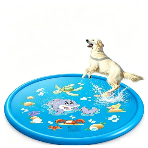 Dog Pool, Small Paddling Pool, Foldable Sprinkle And Splash Water Play Mat, 100cm For Dogs, Extra Large Splash Pad Outdoor Sprinkler, Dog Water Summer Toys Outdoor Toys