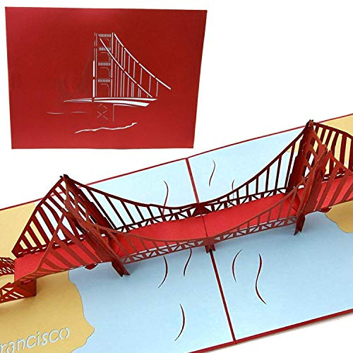 PopLife Brücke über das goldene Tor 3D Pop Up Grußkarte für alle Anlässe - Reisende, Architektur- und Geschichtsliebhaber - Geburtstag, Abschluß, Pensionierung, Jubiläum, Danke