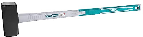 TOTAL - Massette de Maçon - 5 kg et 900 mm de Longueur - Idéal pour la Construction - Haute Résistance aux Chocs - Tête Carrée en Acier au Carbone Forgé - Manche en Fibre