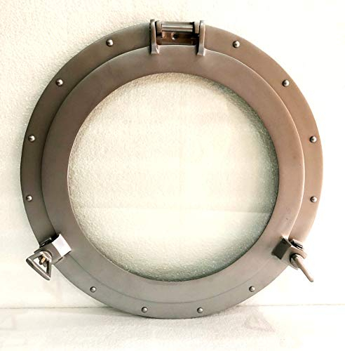 Nautical Collection Store Vintage Aluminum Porthole Silver Powder Coated Finish~Port Window Glass Ship Porthole Decorative