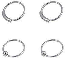 Piercing Deni 4 anelli argento per naso piccoli, 7 mm diametro interno e molto finiti, spessore 0,6 mm, Argento
