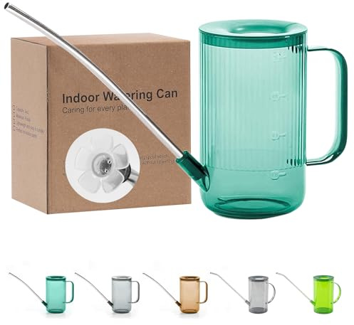 Regadera de Boquilla Larga para Interiores, pequeñas latas de riego para Plantas de Interior, Flores, suculentas, 33.8 onzas (Verde)