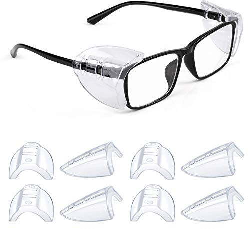 MELASA 4 Pairs Side Shields for Prescription Glasses, Safety Glasses Side Shields for Eye Protection, Slip on Side Shields for Eye Glasses, Fits Most Small to Large Eyeglasses