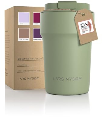 LARS NYSØM Thermo Kaffeebecher to go 380ml | Travel Mug 0,38 Liter mit Isolierung | Auslaufsicherer Edelstahl Thermobecher für Kaffee und Tee unterwegs | Teebecher (Sage Green, 380ml)