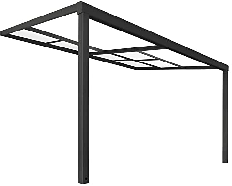 Home Deluxe - Terrassenüberdachung Solis Deluxe - 390 x 295 x 233/272 cm - inkl. Schiebedachfunktion - inkl. Hohlkammerplatten, Montagematererial I Pergola Überdachung Terrassendach