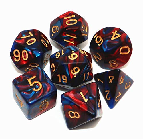 CREEBUY DND tärning röd blå polyhedral tärning set för fängelsehåla och drakar MTG RPG D&D D20 D12 D10 D8 D6 D4