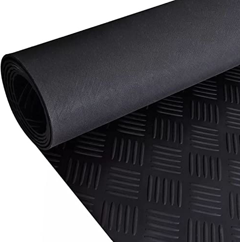 Nisorpa Rubber Floor Matting Roll,5 Bar Rubber Matting 100 x 500 cm Heavy-Duty Garage Non Slip Mats 3mm Thick SBR Rubber Mat Roll for Shed, Gym, Garage & Workshop