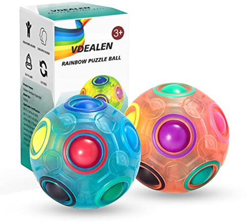 Vdealen Magisk regnbågspusselboll, Hastighet Kub Boll Pusselspel Roligt Stressreliever Magic Ball Brain Teaser Fidget Leksaker för Barn Tonåringar och Vuxna