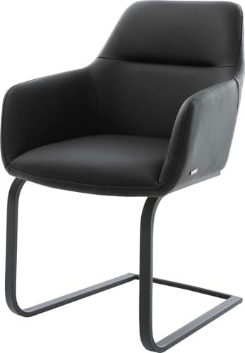 DELIFE Schwingstuhl Pejo-Flex Freischwinger flach Schwarz Echt-Leder Schwarz Taschenfederkern