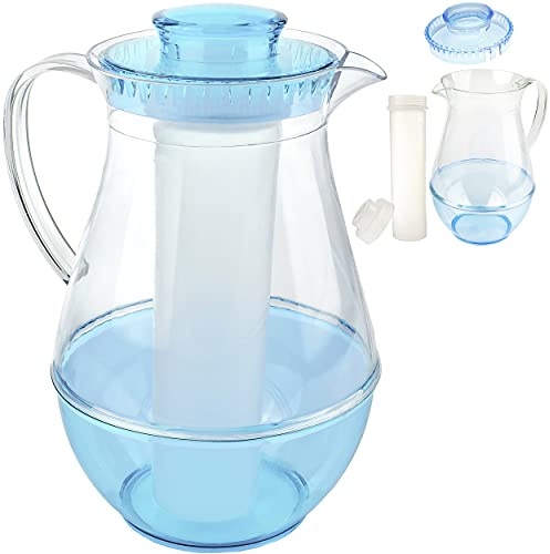 alles-meine.de GmbH 2,4 Liter - große Kühl - Kanne/Krug/Getränkespender - mit EIS Kühlelement - blau - Karaffe Kühlkaraffe - Kühlkrug - Wasserkrug/Getränkekrug - Saftkanne ..