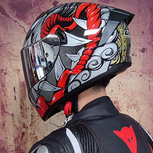 Modular-Helm Klapphelm Atmungsaktiver Mopedhelm Mit Visier Flip-Up Jet Helm Herren & Damen Rollerhelm Motorrad-Integralhelm Erwachsener ECE-Zertifizierung Sturzhelm,Rot,L