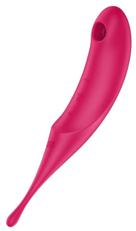 Satisfyer Twirling Pro Druckwellen-Vibrator | Klitoris Auflege-Vibrator für Frauen | Körperfreundliches Silikon | 11 Druckwellen- & 12 Vibrationsprogramme | Leise & Stark in Rot