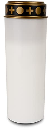 Kimiza Kunststoff LED Grablicht mit authentischem Flackerlicht, Brenndauer ca. 200 Tage (weiß, ohne Motiv)