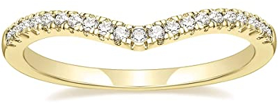 Zakk Eternity Ring Damen Silber Vorsteckring Schmal V-Form Zirkonia Verlobungsringe Eheringe Trauringe Freundschaftsringe (Gelbgold,52 (16.6))
