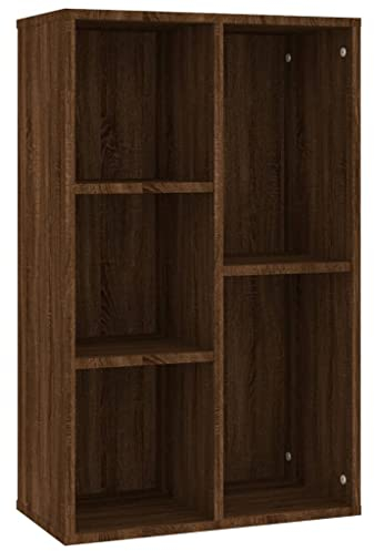vidaXL Sideboard Bücherregal, Bücherschrank mit 5 Fächern, Wandregal Standregal für Wohnzimmer, Regal Büroregal Aktenregal, Braun Eiche Holzwerkstoff