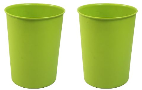 JVL Quality Vibrance Green Lightweight Plastic Waste Paper Basket Bin, Set of 2