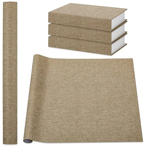 PerKoop Book Cloth for Book Binding 40 x 16 Inch Fabric Surface Paper Backed Bookcover Archival European Durable Strong Bookbinding Supplies Cover Books Album Scrapbooking (Linen Color)