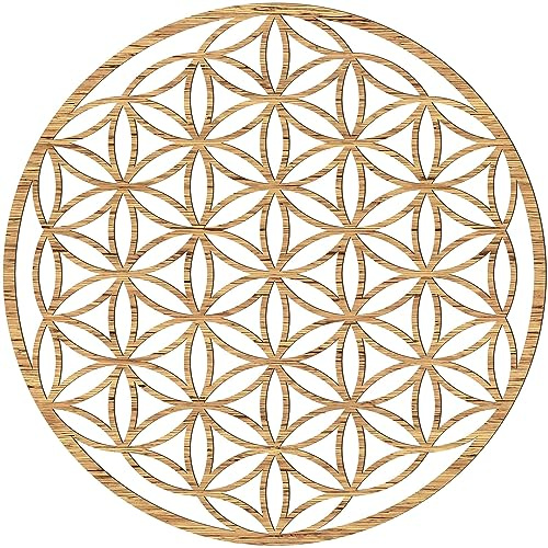 Blume des Lebens Wanddeko Holz Ø 43 cm – Bambus-Optik – Handgemacht