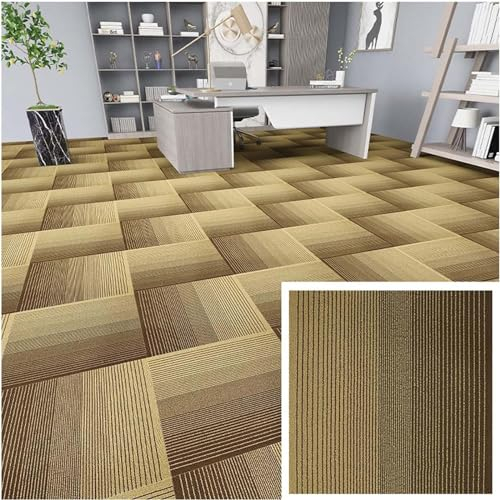 HAILM 24 Pcs Quadrate Teppichfliesen 20x20 rutschfeste Kommerzielle Teppichbodenfliesen, Polypropylen-Faser und PVC-Träger, Heimtextilien Boden, Einfach Installieren DIY