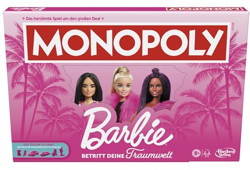 Monopoly Barbie Edition, das Klassische Brettspiel inspiriert von Barbies Traumwelt und ihren Abenteuern, originelles für Kinder und Teenager