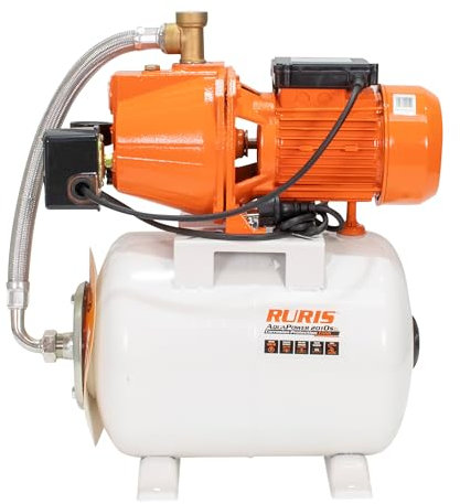 RURIS POWER FOR NATURE Station d'eau domestique avec Manomètre & Réservoir Surpresseur Aquapower 2010S 900W, reservoir 24l, profondeur max 9m, hauteur max 50m