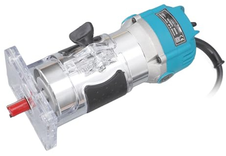 Cortador de madera eléctrico manual compacto, herramienta de fresado con cable para carpintería con motor de 6,5 amperios, abundante accesorio, cubierta transparente, lineal