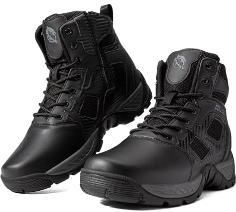 derlychug Herren Militärische Taktische Arbeitsstiefel Side Zipper Wandern Kampf Leichte Stiefel