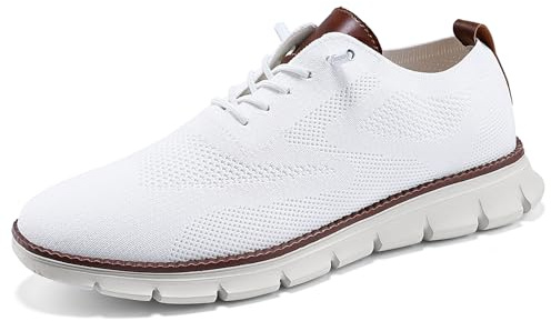 Wearbreeze Men’s Business Casual Oxford Sneakers – Lightweight Lace-Up Dress Shoes for Work, Travel & Daily Commute White